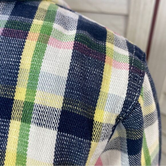 Merona Plaid Cotton Canvas Pullover Hoodie Jacket Pink Blue Small - Picture 8 of 15